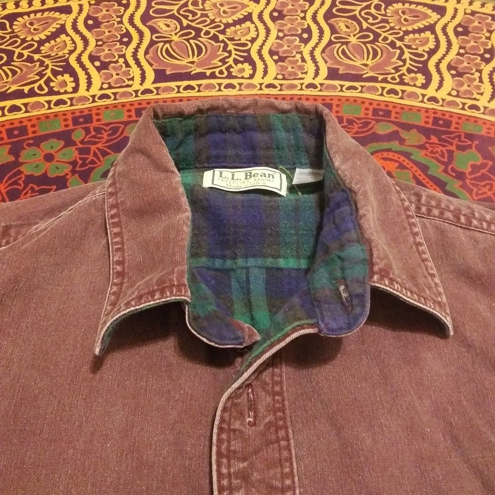 vintage L.L. Bean flannel lined denim shirt jacket